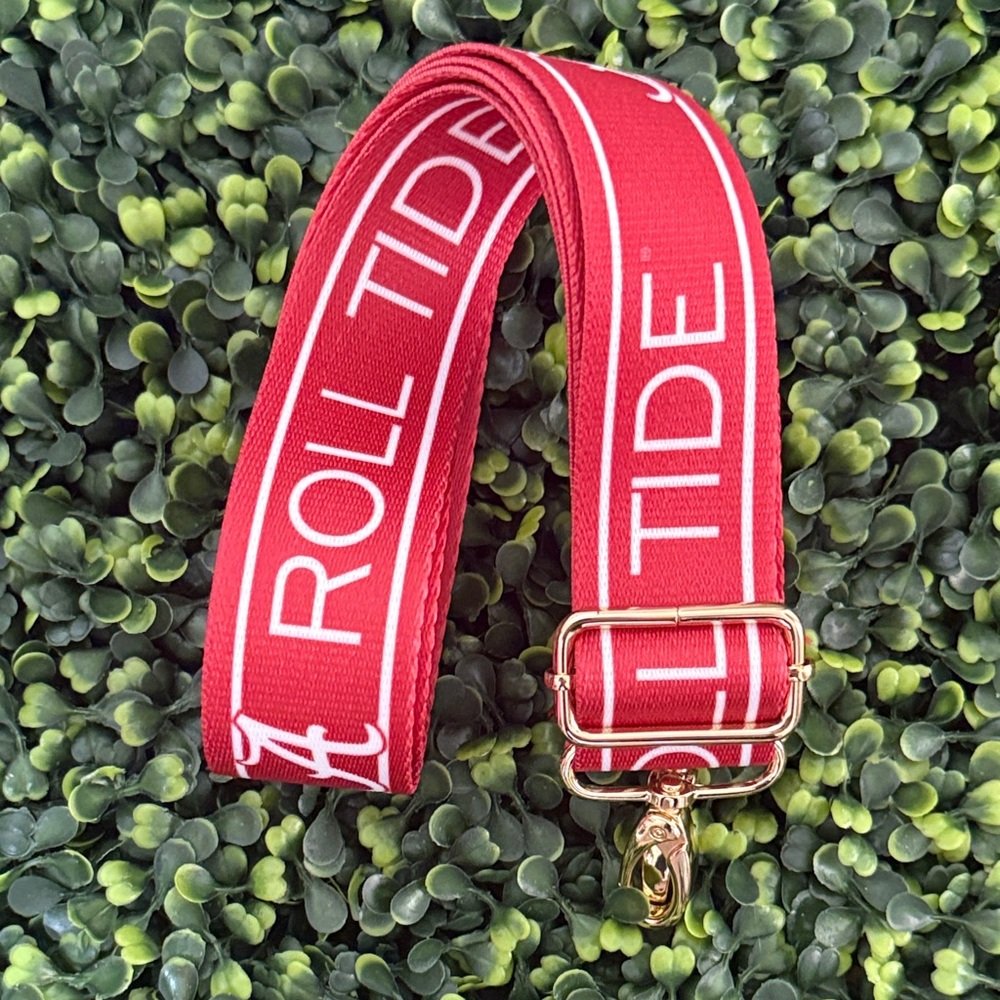 Alabama Roll Tide Adjustable Reversible Purse Strap with Gold Hardware - Picture 1 of 3